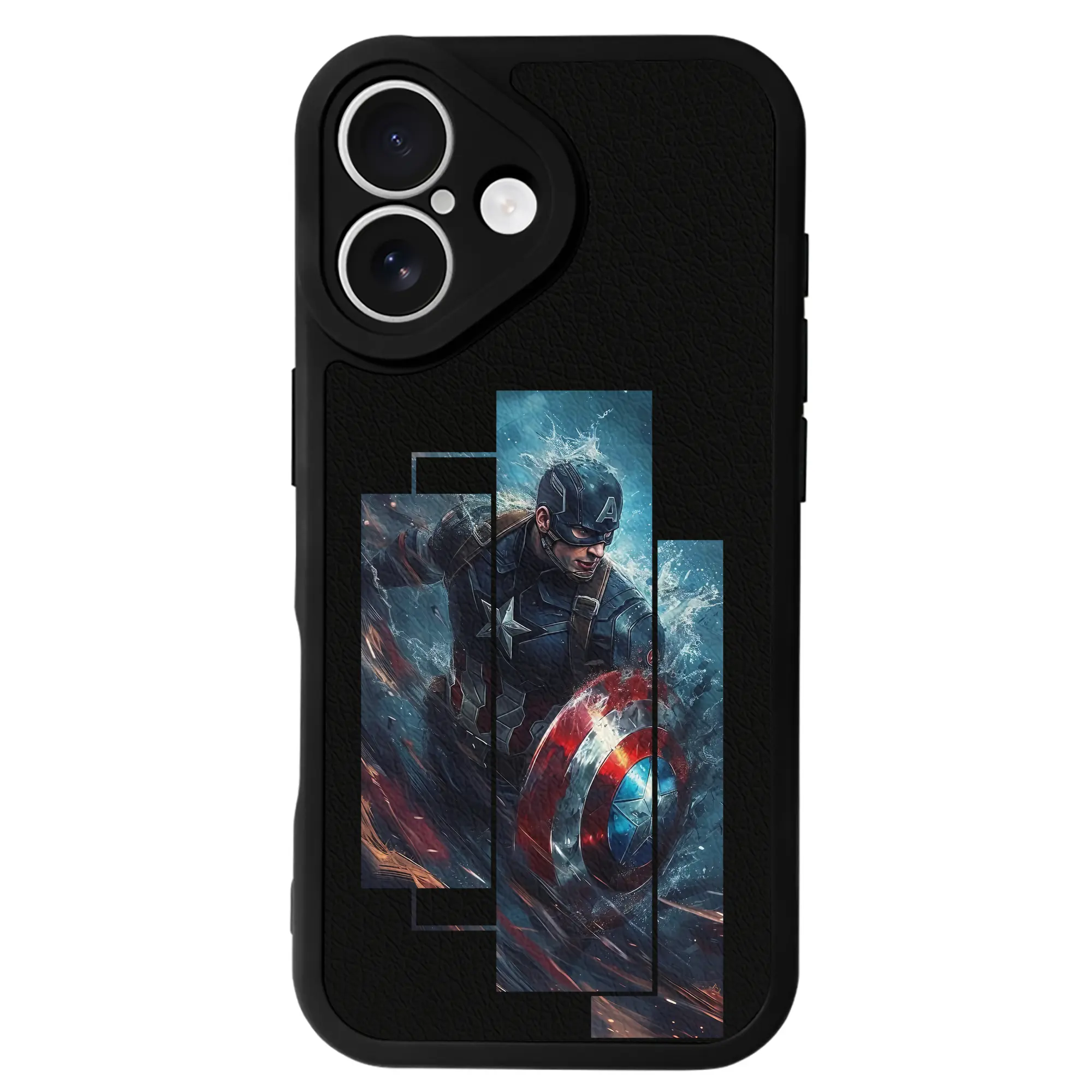 アベンジャーズ (Avenjāzu) グッズ キャプテン・アメリカ（Captain America） - IPhone 16シリーズ対応 ・ シリコンスマホケース ・ レザー調 ・ 高精度フィット ・ 耐衝撃 ・ ワイヤレス充電対応 ・ 精密カット